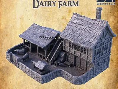Medieval Dairy Farm Tabletop Terrain 28 MM 3D print model