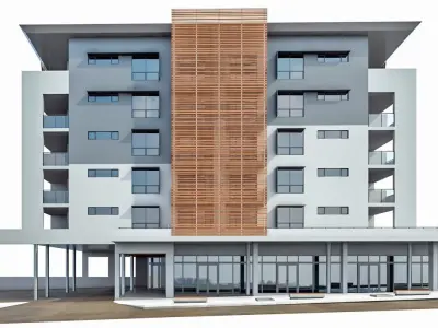 Modern Apartment Building 03  Low-poly 3D model