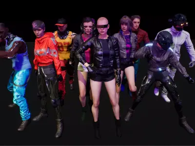 cyberpunk chars A  Low-poly 3D model