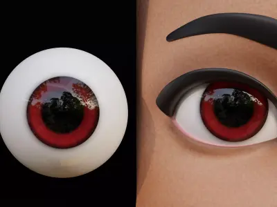 Red Disney-Style Cartoon Eyes Low-poly 3D model