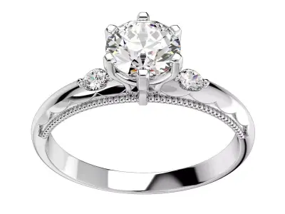 Engagement Ring Light Weight Solitaire Ring CAD Design-O-1-106 3D print model