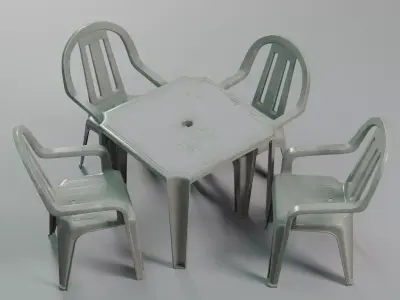 plastic table and chair 3D Model Pack