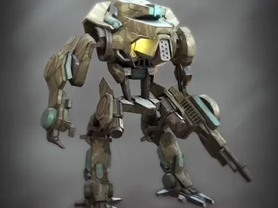 Sci-fi Mechanoid Low-poly 3D model