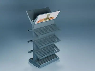 Double-Sided Supermarket Produce Display Rack Low-poly 3D model
