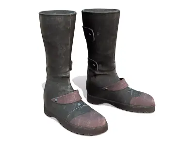 Apocalyptic Grunge Calf Boots Low-poly 3D model