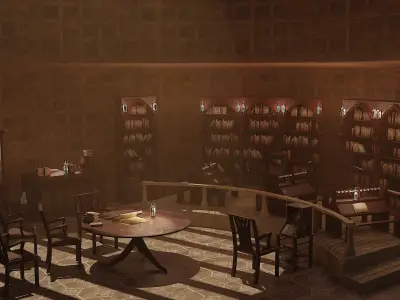 Medieval Library Model Pack Mocha Low-poly 3D model