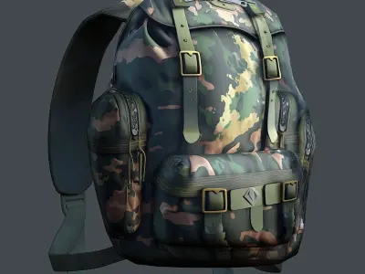 Backpack military combat Black baggage Low-poly  Low-poly 3D model