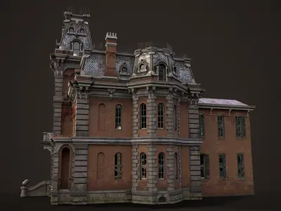 Old American House Abandoned Low-poly 3D model