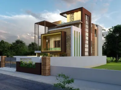 Exterior view of residential compelete file  3D model