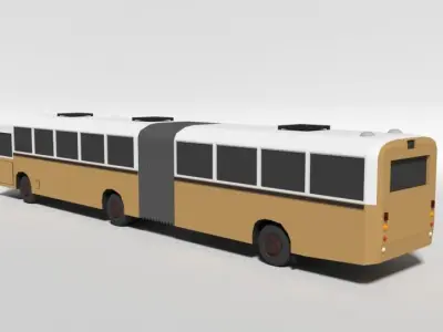 Low Poly Cartoon Retro Bus  Low-poly 3D model