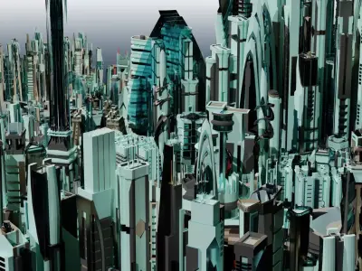 Futuristic City 01 3D Model Pack