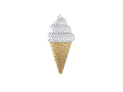 Voxel Ice Cream Cone v1 008 Low-poly 3D model