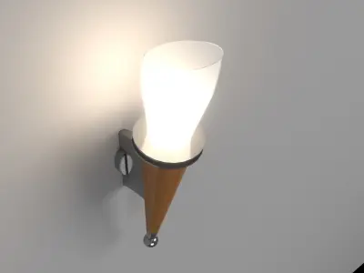 Sconce wall light with wooden cone 3D model