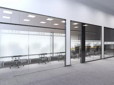 3D model of office privacy glass doors and windows 3D model