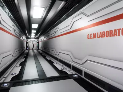 Sci Fi Laboratory Hallway Corridor Low-poly 3D model