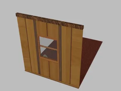 Wood Living Scene Lounge  Low-poly 3D model