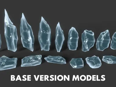 60 Low poly Ice Cave Modulars - 240112 Low-poly 3D model