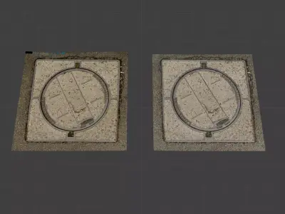 Squared manhole -04- High-poly and Low-poly 3D model
