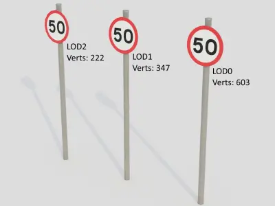 Road Traffic Signs - UK - Low-poly PBR Low-poly 3D model