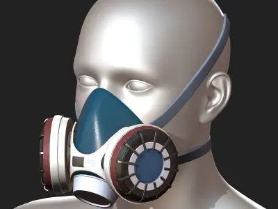 Gas mask respirator military combat 3d model low poly  Low-poly 3D model
