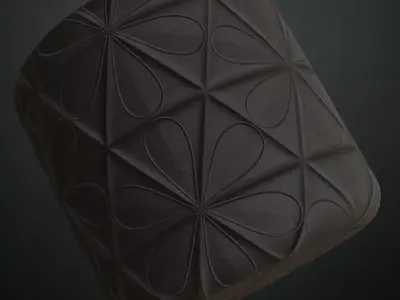 Modern Black Floral Triangle Pattern PBR Seamless Texture