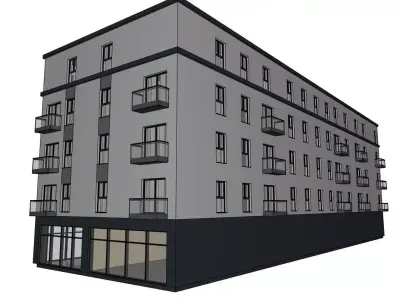 Modern Mixed Use Apartment Building  Retail  and Residential 3D model