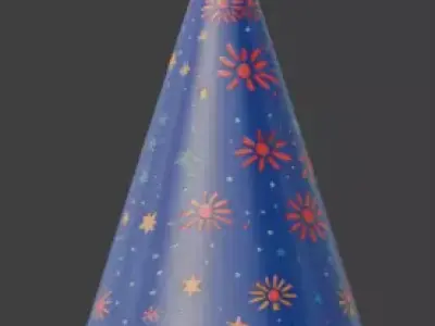 Stylized 3D Cartoon New Year Party Hat Low-poly 3D model