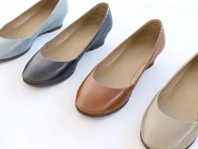 Pumps pair of light suede flats Low-poly 3D model