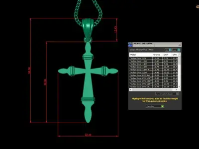 Light Gold 18K Cross Pendant 2CP085 3D print model