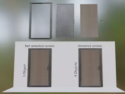 Animated Metal Door Version 5 Wood Low-poly 3D model