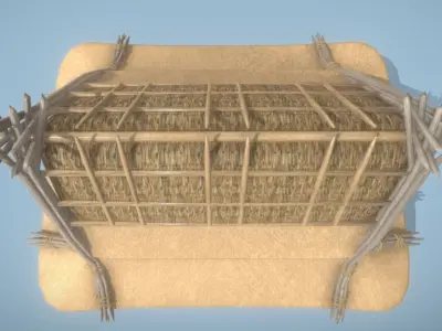 Bamboo Beach Bar Building Low-poly 3D model