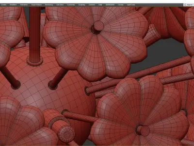  Glass Flowers Sputnik Chandelier D 32 Low-poly 3D model