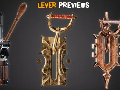 30 Game-Ready Mechanical lever and  PBR Textures Low-poly 3D model