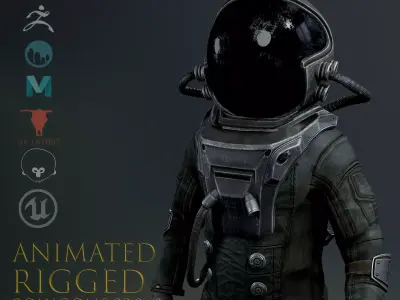 Post Apocalypse Astronaut ANIMATED Low-poly 3D model