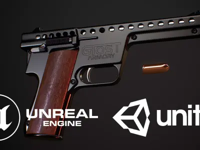 GyroJet Pistol Low-poly 3D model