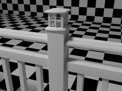 Exterior Railing - White Vinyl - Style 9 3D model