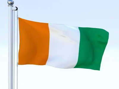Animated Cote dIvoire Flag Low-poly 3D model