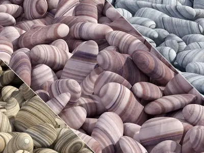 Colored pebble road 3D model