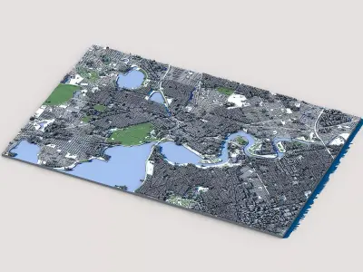 City of Perth Western Australia Skyline Swan River  3D model