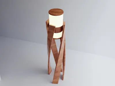 Wooden Spiral Lamp model 3 Low-poly 3D model
