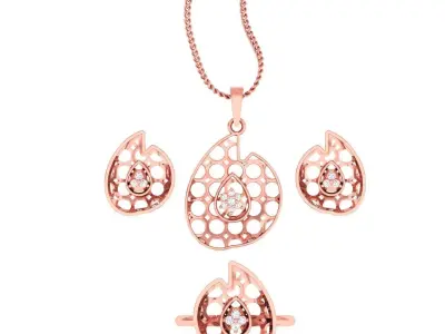 Light weight ring earrings pendant set 3dm stl 4 renders model  3D print model