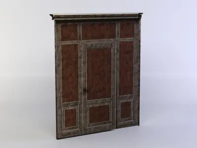 Door with handle Low-poly 3D model