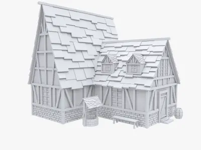 Stylized medieval house 3D model