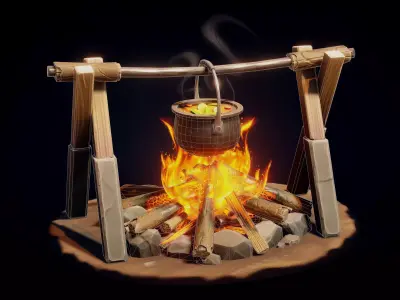 Stylized Campfire - Game Ready 3D Model Low-poly 3D model