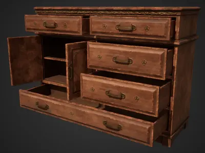Stylized Dresser Low-poly 3D model