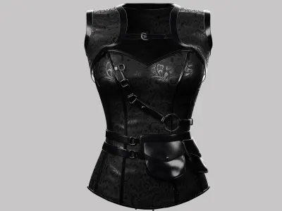 Corset Black Low-poly 3D model