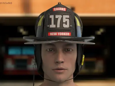  Cairns New Yorker Fire Helmet on Male Head 