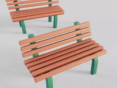 Cartoon Bench 6 Low-poly 3D model
