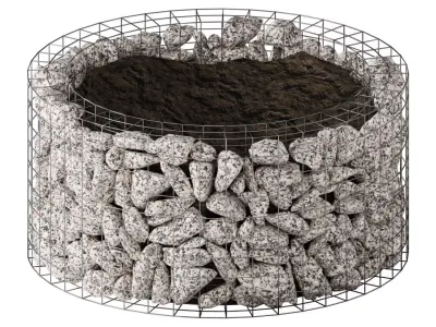 Gabion Flowerpot made of granite 3D model