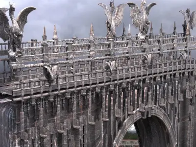 Dark Dragon Bridge Bloodborne inspired walkways 3D model